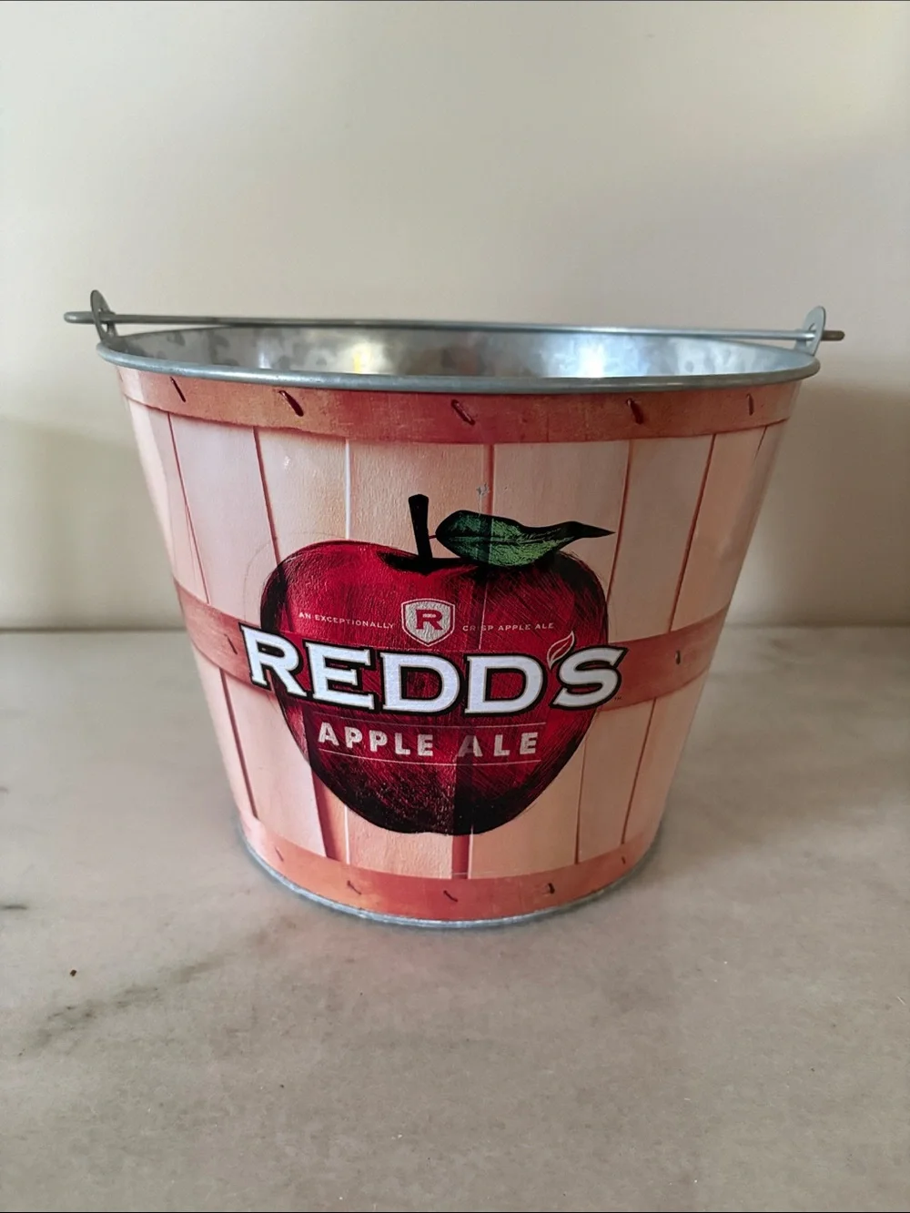 Decorative Redd’s Apple Ale bucket - Peach & Red